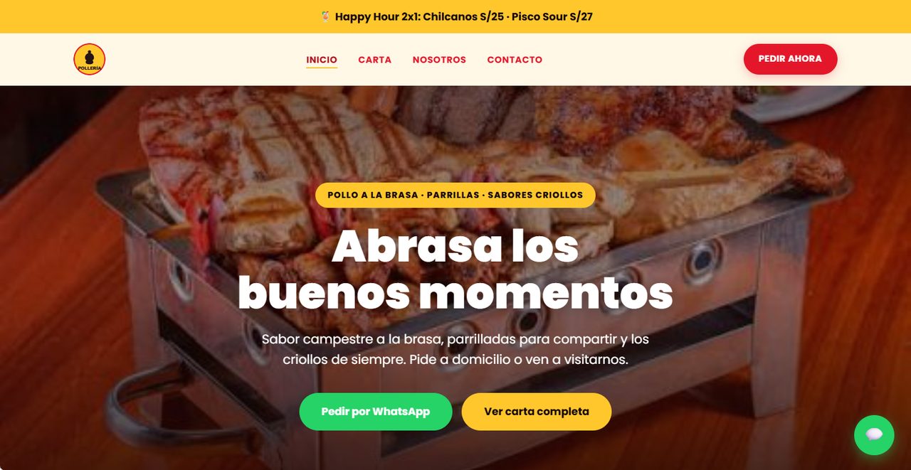 Web de una pollería y parrilla